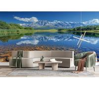 3D Photo Wallpaper Snow-Capped Mountains Mirror-Like Lake Wall Mural Decoration Poste Alpine Style Premium Non-Woven Wall Mural Wallpaper Wall Art for Living Room Bedroom W366xH254 17yf81