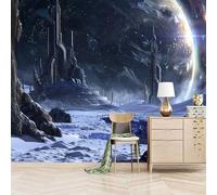 3D Photo Wallpaper Space Exploration Planet 200(W) x140(H) cm Wall Mural Sci-fi Futuristic Style Non-Woven Peel and Stick Self-Adhesive Large Poster Living Room Bedroom Tv Background Wall