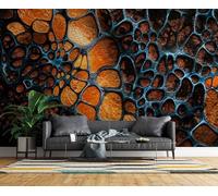 3D Photo Wallpaper Stone Wall Leopard Print Modern Wall Mural Non-Woven Poster 366x254 cm Retro Geometric Wall Art Wallpaper Decoration for TV Background Living Room Bedroom R-253