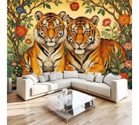 3D Photo Wallpaper Tiger Floral Wall Mural Decoration Poste Animal Premium Non-Woven Wall Mural Wallpaper Wall Art for Living Room Bedroom W400xH280 13yf285