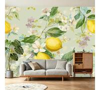3D Photo Wallpaper Wall Mural, Non-Woven Wall Art Decor for TV Background, Yellow Mediterranean Lemon Grove Home Wall Covering for Living Room Bedroom, 250 x 175(WxH)