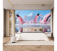 3D Photo Wallpaper Wall Mural Snow-Capped Mountains, Lakes,Animals | Snow-Capped Mountains Reflections On The Waterlarge Wall Mural For Bedroom,Home Tv Decoration Poster-200x140cm