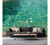 3D Photo Wallpaper Water Surface Ripples 350 x 256 cm Wall Mural, Natural Elements Modern Living Room Tv Background Mural Wallpaper for Living Room Tv Sofa Theme Hotel Murals