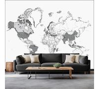 3D Photo Wallpaper Watercolor World Map 400 x 280 cm Wall Mural, Minimalism Modern Living Room Tv Background Mural Wallpaper for Living Room Tv Sofa Theme Hotel Murals