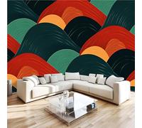 3D Photo Wallpaper Waves Vintage Wall Mural Decoration Poste Geometry Ethnic Style Premium Non-Woven Wall Mural Wallpaper Wall Art for Living Room Bedroom W350xH256 21f108
