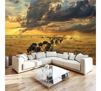 3D Photo Wallpaper Wildebeest African Savanna Animal Wall Mural Decoration Poste Premium Non-Woven Wall Mural Wallpaper Wall Art for Living Room Bedroom Children's Room Office W400xH280 4yf264