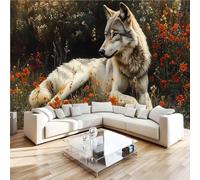 3D Photo Wallpaper Wolves Grasslands Animals Wall Mural Decoration Poste Premium Non-Woven Wall Mural Wallpaper Wall Art for Living Room Bedroom Children's Room W350xH256 8yf451