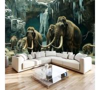 3D Photo Wallpaper Woolly Mammoth Wall Mural Decoration W200xH140 | Icicle Cave Waterfall Premium Non-Woven Wallpaper Wall Art Poster for Living Room Bedroom Kids Room Office 1-528