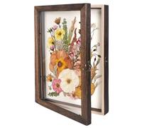 3D Picture Frame Box, Wooden Shadow Box Display Case, Shadowbox Picture Frame Deep Wall Desktop, Object Display for Bouquets, Medals, Photos, Dried Flowers, DIY Artwork (Dark Brown)