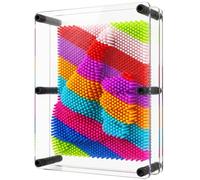 3D Pin Art Toy, Large Size 6" x 8" 3D Pin Art Board, Fun Desk Sculpture | Rainbow Fun Desktop Sculpture Gadget, Home Office Decoration, Secret Santa Gift,Unique Design for Kids and Adults,Transparent