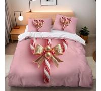 3D Pink Candy Single Duvet Cover Sets Delicious Desserts Bedding Set Soft Microfiber Quilt Covers 135x200 cm with Zipper Closure and 2 Pillowcases 50x75 cm for Teens d500