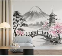 3D Pink Cherry Blossom Wall Mural, Ukiyo-e Wallpaper, Peel and Stick Self-Adhesive Photo Wallpaper, Large Murals Poster Decoration for Living Room Bedroom 250*175cm (W*H) Japanese Red Cherry Blossom