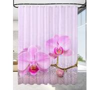 3D Pink Flowers Shower Curtain Orchid Shower Curtains Mould Proof Resistant Waterproof Polyester Fabric Bathroom Curtains 120 x 180 cm Bath Curtain for Wet Rooms A-4414