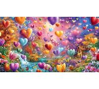 3D-Pink-heart 1000 Piece Jigsaw Puzzle for Adults - Recycled Cardboard Decoration 75x50cm/1000pcs