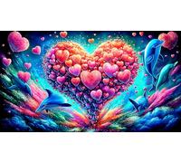 3D-Pink-heart Jigsaw Puzzles for Adults: 1000-Piece Recycled Cardboard Decoration 38x52cm/1000pcs