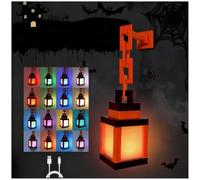 3D Pixelated Lantern Night Light, 16-Color USB Rechargeable LED Mood Light with Remote & Touch Control, for Room, Game Room Decor Light-B