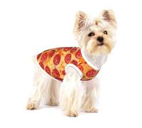3d Pizza Pepperoni Print Adorable Cotton Small Dog Clothes Pet Shirt, Soft Breathable Sleeveless Tank Top For Puppy, Cats And Chihuahua