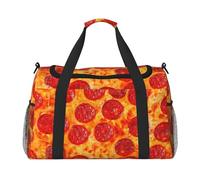 3D Pizza Pepperoni Print Ample Space Travel Duffle Bag Stylish with Waterproof Zipper for Airplane Gym
