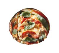3d Pizza Pepperoni Print Shower Essentials Bonnet For Women, Large Washable Elastic Band Bath Hair Wrap Shower Cap
