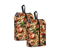 3D Pizza Pepperoni Print Waterproof Shoe Bag Travel Bag with Carry Strap Storage Bag Versatile Cosmetic Bag-2pcs