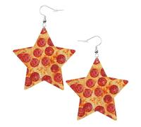 3D Pizza Pepperoni Statement Earrings for Women, Star Drop Earrings, Elegant Dangle Jewelry for Formal Gatherings