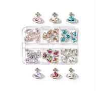 3D Planet Charms, 30pcs Saturn Shape Y2K Nail Art Rhinestones, Shiny Diamond Crystal Jewels for Nail Decorations, DIY Design Supplies for Women and Girls