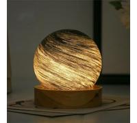 3D Planet Night Light, Glass Art Planet LED Table Mood Lamp, 8CM Kids Galaxy Night Light, Stepless Dimmable Brightness,with USB and Wooden Base,Gift for Baby Girls Boys Birthday (Black Hole)