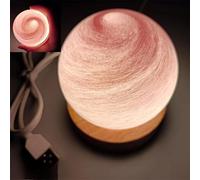 3D Planet Night Light, Glass Art Planet LED Table Mood Lamp, 8CM Kids Galaxy Night Light, Stepless Dimmable Brightness,with USB and Wooden Base,Gift for Baby Girls Boys Birthday (Pink)