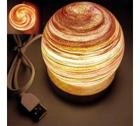 3D Planet Night Light, Glass Art Planet LED Table Mood Lamp, 8CM Kids Galaxy Night Light, Stepless Dimmable Brightness,with USB and Wooden Base,Gift for Baby Girls Boys Birthday (Morning Glow)