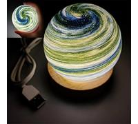 3D Planet Night Light, Glass Art Planet LED Table Mood Lamp, 8CM Kids Galaxy Night Light, Stepless Dimmable Brightness,with USB and Wooden Base,Gift for Baby Girls Boys Birthday (Aurora)