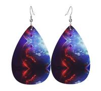 3d Planet Space Stars Women'S Drop-Shaped Leather Earrings Are Suitable For Parties, Holiday Parties And Gifts.
