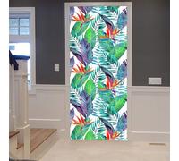 3D Plant Leaves Flowers Door Photo Self Adhesive Door Sticker Poster Wallpaper Mural Art Wall Sticker 85 X 215 Cm for Living Room Bedroom Bathroom Kitchen Office PVC Removable Door Dec-15603776429581