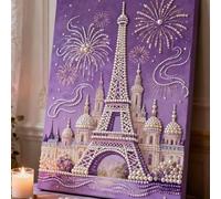 3D Plastic Pearl Painting Set - DIY Pearls Diamond Dot Paintings Kit by Numbers for Adults/Beginners, Gemstone Art Crafts for Gift Home Wall Decor -Frameless 30x40cm (Purple Castle)