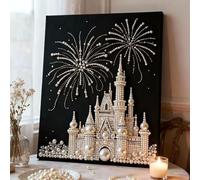 3D Plastic Pearl Painting Set - DIY Pearls Diamond Dot Paintings Kit by Numbers for Adults/Beginners, Gemstone Art Crafts for Gift Home Wall Decor -Frameless 30x40cm (Castle)