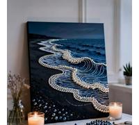 3D Plastic Pearls Diamond Painting Set - DIY Diamonds Dot Paintings by Numbers for Adults/Beginners, Gemstone Art Crafts for Gift Home Wall Decor -Frameless (30 * 40cm,Waves 3D Pearl Painting Kit)