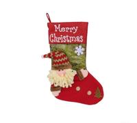 3D Plush Christmas Stocking Santa Snowman Reindeer 47x30cm Red Large | Soft cloth material suits fireplace trees offices Large capacity for gifts Easy to personalize with cards or small