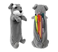 3D Plush Dog Pencil Pouch, Schnauzer Soft Pen Case for Kids School Stationery Organizer