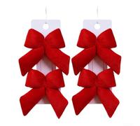 3D Plush Velvet Bow Ornaments 4pcs Christmas Tree for décor Dark Green | Crafted from cloth with soft tactile cotton filling Comes ready to hang Features size 26x15x3CM Includes dark green red