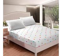 3D Polka Dots Double Fitted Sheet Colored Dots Printed Bed Sheets 30 cm Deep Fitted Sheets Soft Microfiber Bedding 120x190 cm with 2 Pillowcases for kids and aldults C.L12
