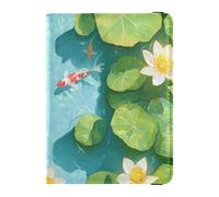 3d Pond Scenery Distinctive Fish and Flowers Leather decorative Passport Holder Cover Travel Documents Organizer Protector Wallet Passport Holder Waterproof, 3D Pond Scenery Distinctive Fish and