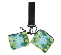 3d Pond Scenery Distinctive Fish and Flowers Women's Card Cases Change Holder Small Portable Zipper Wallet Coin Bag with Wristlet Strap for Woman 2 Packs, 3D Pond Scenery Distinctive Fish and Flowers