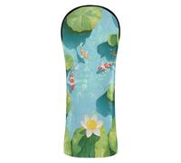 3D Pond Scenery Fish and Flowers Golf Club Head Covers Premium Leather Accessories with Number Tags for Driver Fairway Hybrid Wood 1 Pcs