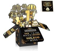 3D Pop Up 1st Birthday & Anniversary Card, Black and Gold Milestone Greeting Card, Birthday Party Decor Keepsake, Unique Gift for Boys Girls Son Daughter Sister Cousin