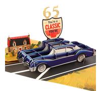 3D Pop-Up 65th Birthday Card, Classic Vintage Car Theme for Men, Perfect for your 65-year-old father, husband, brother or grandfather, Includes Message Card and Envelope