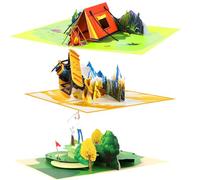 3D Pop Up Adventure Greeting Cards for Men - Camping, Golf, and Airplane Greeting for Father's Day, Birthdays, Retirements - Include Envelopes and Blank Note Cards