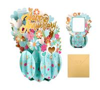 3D Pop Up Anniversary Card,Flower Design,Happy Wedding Anniversary Card,Personalized Card For Couple,Husband,Wife,Partner,Her,Him,Mum,Dad,Parents