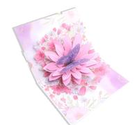 3D Pop Up Birthday Card, 1 Pcs Creative Style Pink Flower Butterfly for Women, Handmade Special Paper Greeting Card With Unique Design Great For Mum And Daughter's Day