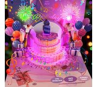 3D Pop Up Birthday Card 3 piece with Music and Blowable LED Candle Fits Any Age 1-100 Milestone Birthday Celebration Gifts Decorations for Women, Men, Kids，Mom, Wife, Husband, Boy, Girl