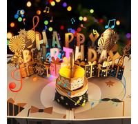 3D Pop Up Birthday Card 3 piece with Music and Blowable LED Candle Fits Any Age 1-100 Milestone Birthday Celebration Gifts Decorations for Women, Men, Kids，Mom, Wife, Husband, Boy, Girl