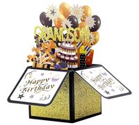 3D Pop Up Birthday Card for Grandsons, Grandson Birthday Card with Envelope and Greeting Card, Happy Grandson Birthday Pop up Card, Passing on Your Heartfelt Love to Your Grandsons.